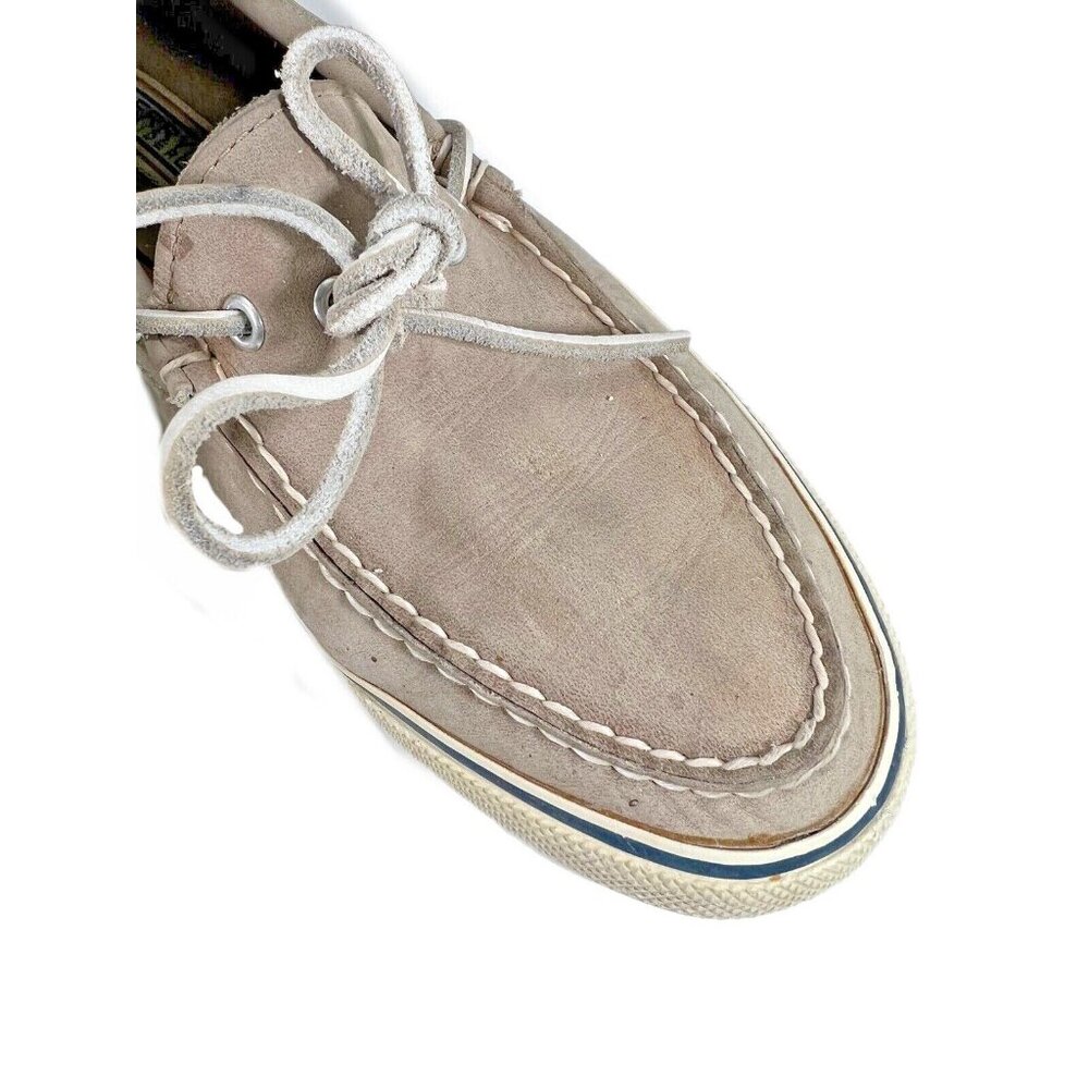 Sperry Top Sider Boat Shoes Leather Tan Linen Oat Slip On Loafers Womens 10M - Picture 5 of 9